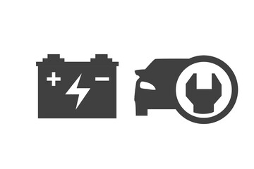 Obraz premium Digital png illustration of battery and car with spanner icon on transparent background