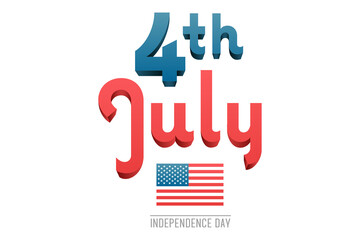 Digital png illustration of 4th july text with flag of usa on transparent background