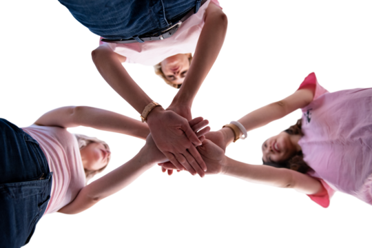 Digital png photo of diverse women teaming up on transparent background