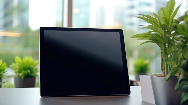 black sreen tablet. generative AI.