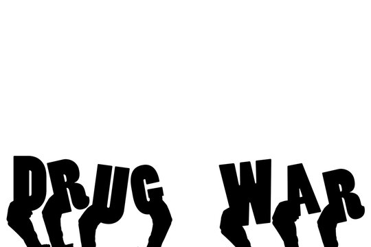 Digital png illustration of hands with drug war text on transparent background