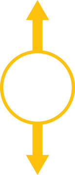 Digital Png Illustration Of Yellow Circle With Two Arrows Symbol On Transparent Background