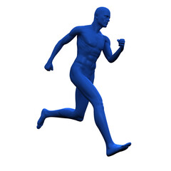 Digital png illustration of digital blue human running on transparent background