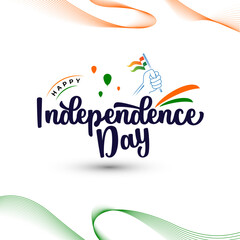 Fototapeta na wymiar Happy Independence Day India Typographic Design Vector Illustration
