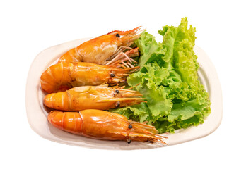 Grilled river prawns or lobsters isolated on white background with clipping path. in png file format