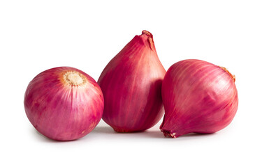 Fresh red onions isolated on white background with clipping path.
