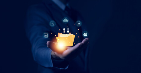 Digital Storage Store virtual folders for documents and files. Modern technology to process and...