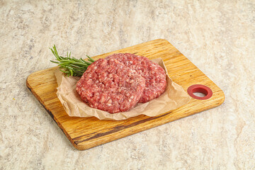 Raw beef burger cutlet for grill