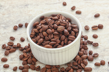 Roasted coffee bean in the bowl