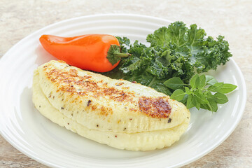 Roasted traditional cheese haloumi