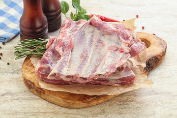 Raw pork ribs for cooking
