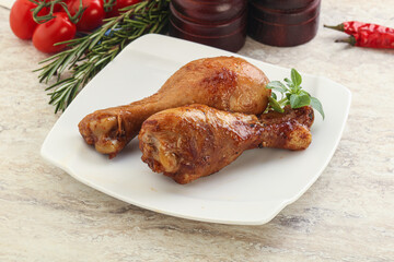 Roasted chicken legs with spicy sauce