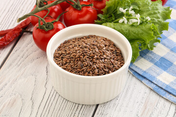 Dry Raw flax seed in the bowl