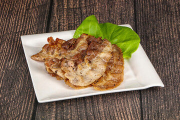 Roasted sliced pork fat bacon