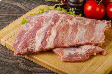Raw pork ribs for cooking