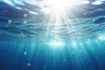 Fototapeta na wymiar Illustration of Dark blue ocean surface seen from underwater, Generatie AI