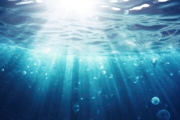 Fototapeta na wymiar Illustration of Dark blue ocean surface seen from underwater, Generatie AI