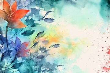 Illustration of Abstract art background watercolor flowers, Generative AI