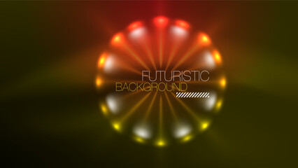 Neon glowing circles, magic energy space light concept, abstract background wallpaper design