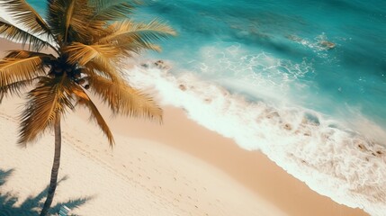 beach scene with palm tree
