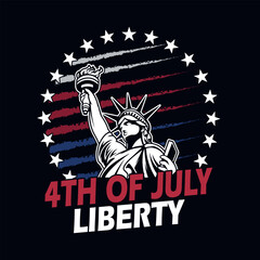 4th of July Liberty - USA Independence day, t shirt, poster, Illustration design, Vector graphic © Styrine