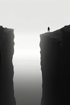 A Person Standing on a Tall Cliff With an Abundance of Negative Space Generative AI