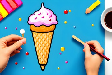 ice cream cone. Generative AI