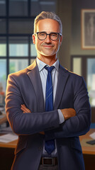 Fototapeta premium Portrait of a male executive with crossed arms. Generative AI