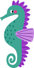 Cute cartoon sea horse - vector illustration. Awesome character on a transparent background © NadezdaBarkova
