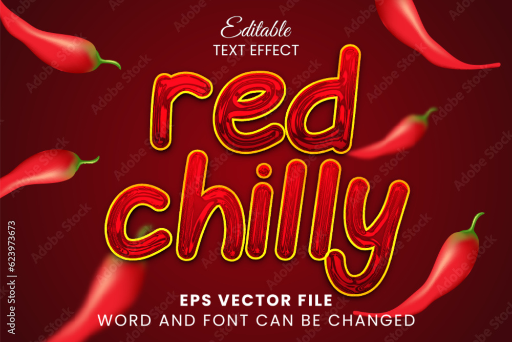 Poster red chilly editable vector text effect.