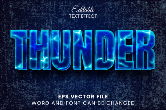 Neon blue thunder 3d text effect