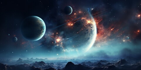 Realistic Abstract Planets and Space Background: Cosmic Artistic Vision