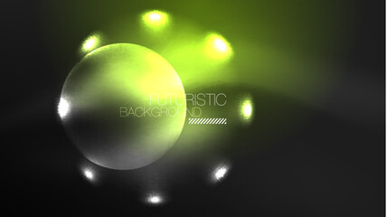Circles with bright neon shiny light effects, abstract background wallpaper design