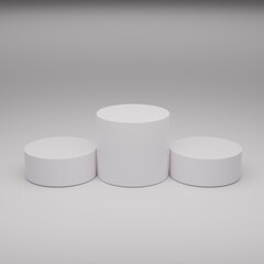 abstract white clean 3d room with set of realistic steps cylinder pedestal podium minimal wall scene