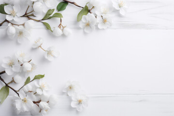 spring nature floral celebration white beautiful decorative blossom wedding flower background. Generative AI.