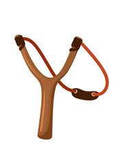 Wooden handmade slingshot vector illustration isolated on white background