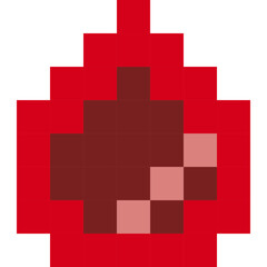 Blood drop icon cartoon in pixel style.