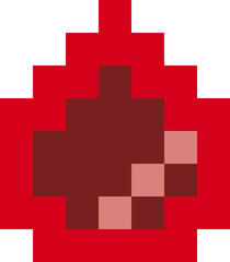Obraz premium Blood drop icon cartoon in pixel style.