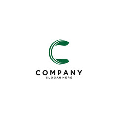 c logo connecting leaves reflecting nature