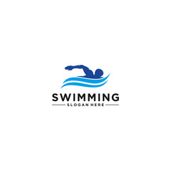 swimming logo template vector in white background
