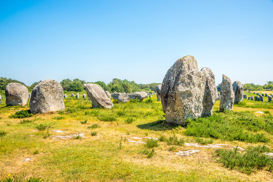 Carnac stones are an exceptionally dense collection of megalithic sites near the south coast of Brittany in northwestern France