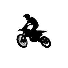 Obraz na płótnie Canvas Motocross silhouette. Black and white motocross illustration.
