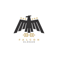 Vintage geometric eagle logo design. Falcon patriotic logo badge