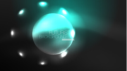 Circles with bright neon shiny light effects, abstract background wallpaper design