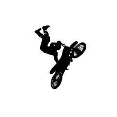 Moto cross silhouette. Jump of motocross.