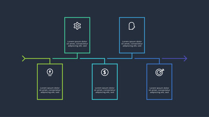 Rectangles infographic with 5 steps, options, parts or processes. Business data visualization.