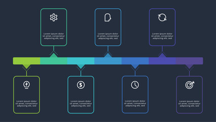 Rectangles infographic with 7 steps, options, parts or processes. Business data visualization.