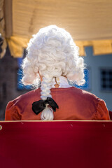 Powdered baroque wig, Mozart style - 623979294