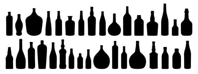 The set of silhouettes of glass bottles. 
