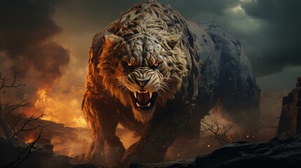 Cinematic image realistic epic lion king made with generative AI